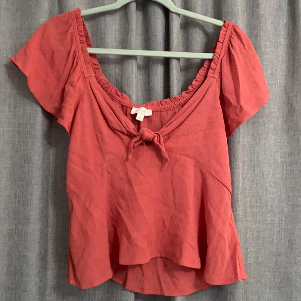 Pink front tie shirt
